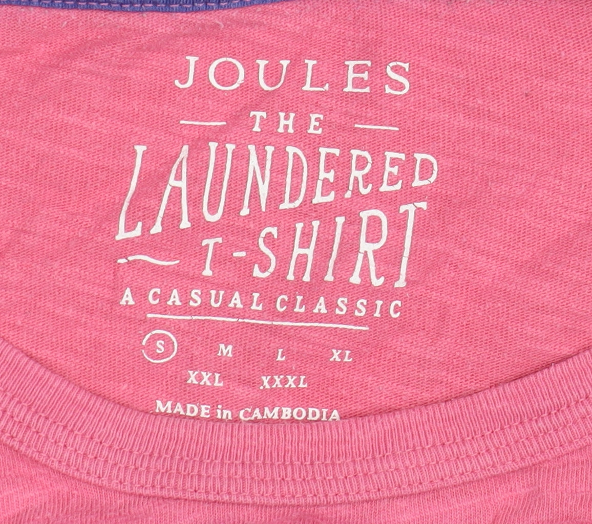 Joules Men's Pink S Cotton Crew Neck T-Shirt