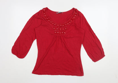 Womens UK Size 10 Red Herring Red Basic Blouse