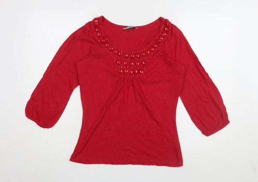 Womens UK Size 10 Red Herring Red Basic Blouse
