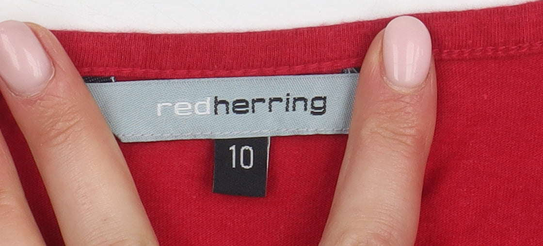 Womens UK Size 10 Red Herring Red Basic Blouse