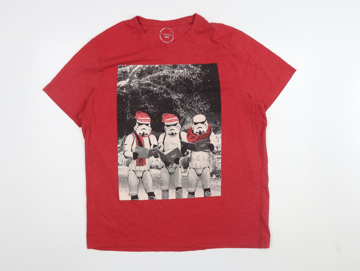 Tu Men's Red XL Christmas Star Wars T-Shirt