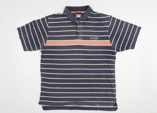Reebok Men's Blue Striped Polo L Regular Fit