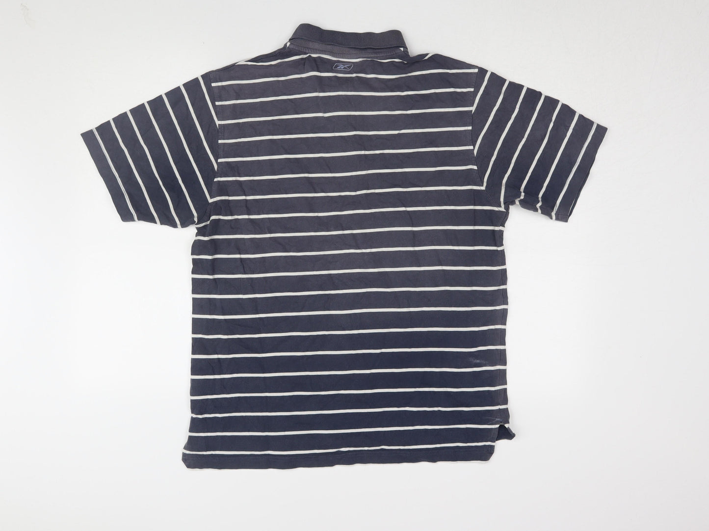 Reebok Men's Blue Striped Polo L Regular Fit