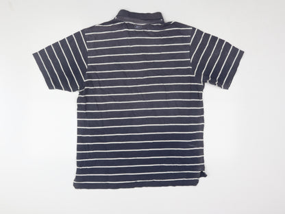 Reebok Men's Blue Striped Polo L Regular Fit