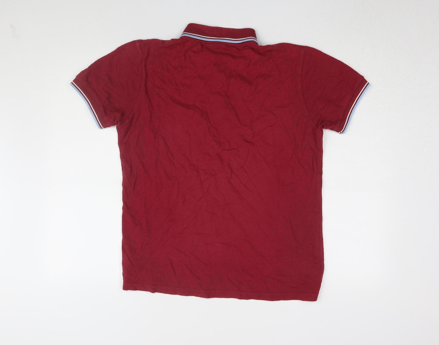 Merc Men's Red Polo Shirt, Size S, Cotton, Solid Casual