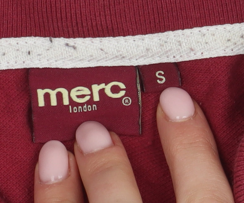 Merc Men's Red Polo Shirt, Size S, Cotton, Solid Casual