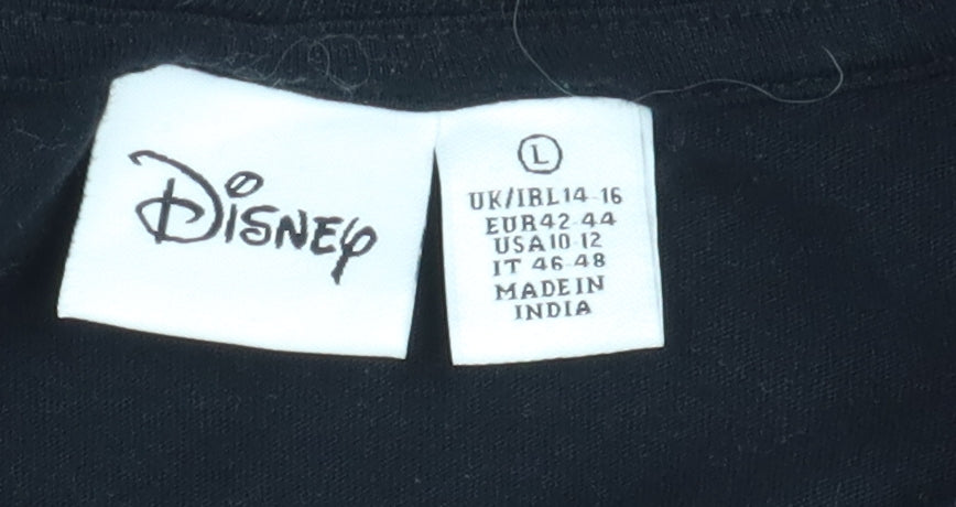 Unisex Adults UK Size L Disney Black Basic T-Shirt