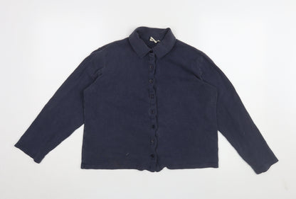 Womens UK Size 12 Cotton Traders Blue Basic Button-Up