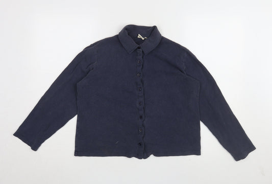 Womens UK Size 12 Cotton Traders Blue Basic Button-Up