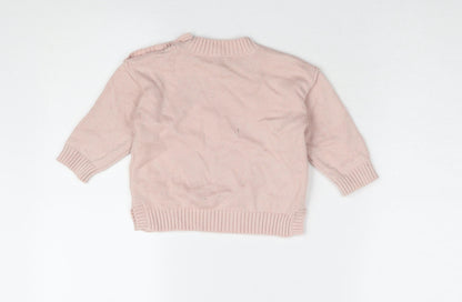 Mint Velvet Pink Girls Jumper, 12-18 Months, Button Accent
