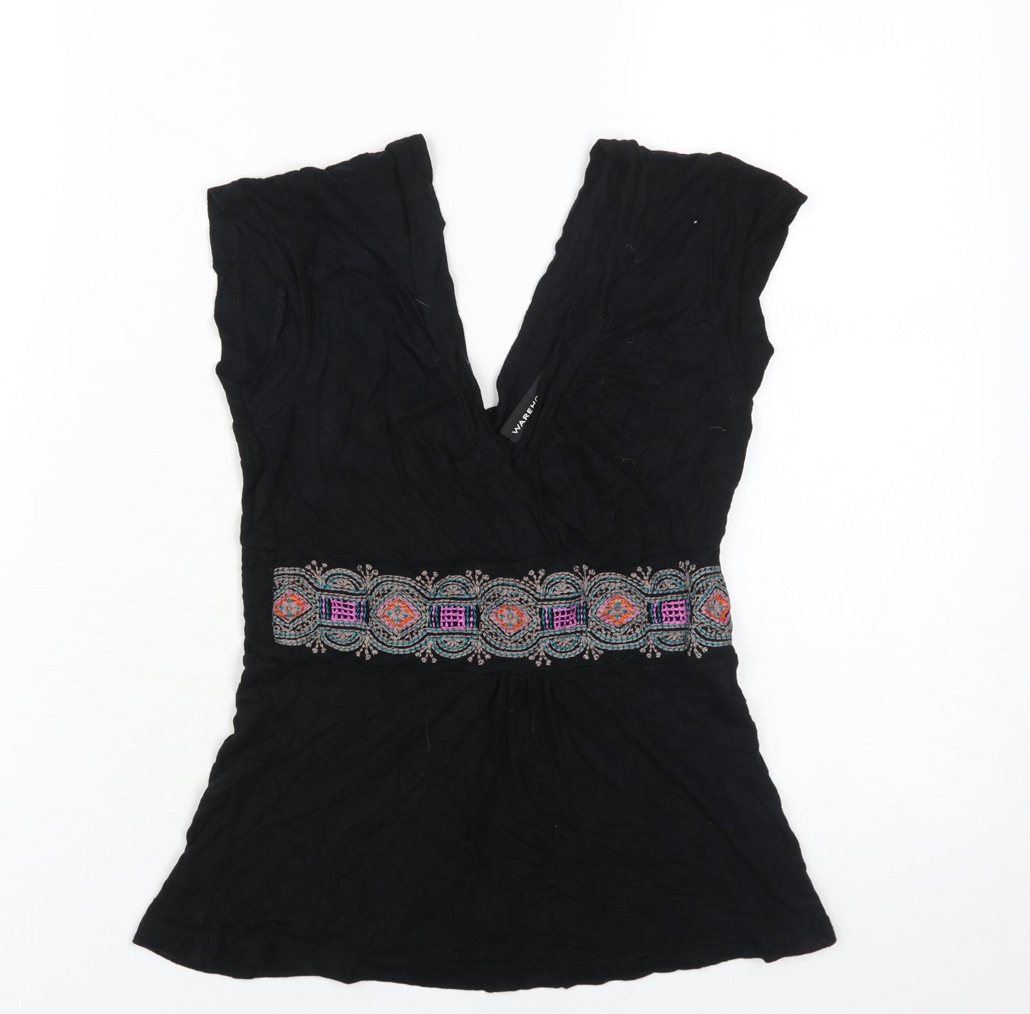 Womens UK Size 8 Warehouse Black  T-Shirt