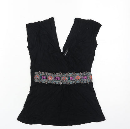 Womens UK Size 8 Warehouse Black  T-Shirt