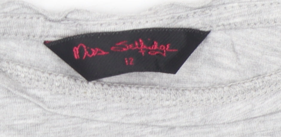 Miss Selfridge Grey Basic T-Shirt, Size 12, Women