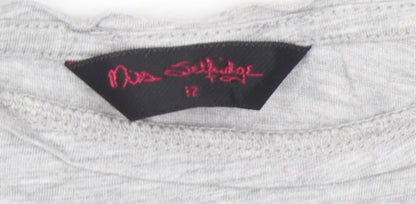 Miss Selfridge Grey Basic T-Shirt, Size 12, Women