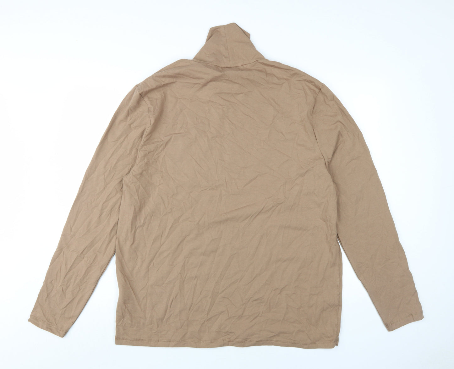 River Island Men's Beige Roll Neck T-Shirt 2XL