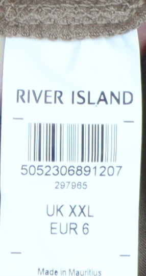 River Island Men's Beige Roll Neck T-Shirt 2XL