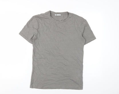 Unisex Adults UK Size S Zara Grey Basic T-Shirt