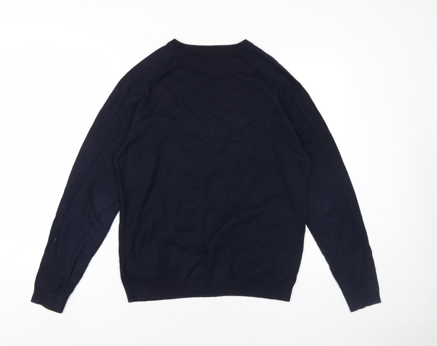 Next Men's Blue Pullover Jumper, Medium, Cotton Blend