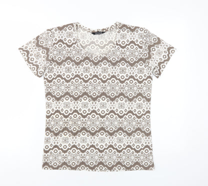 Womens UK Size 10 Alexara Beige Basic T-Shirt