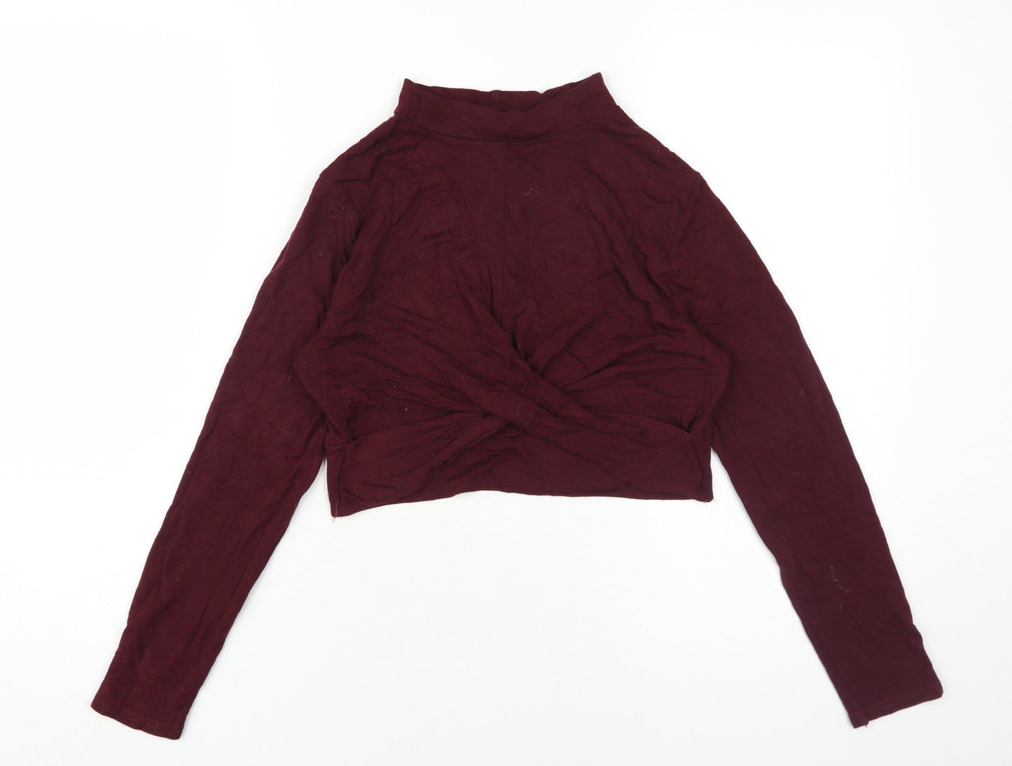 Womens UK Size 12 Topshop Red Cropped T-Shirt
