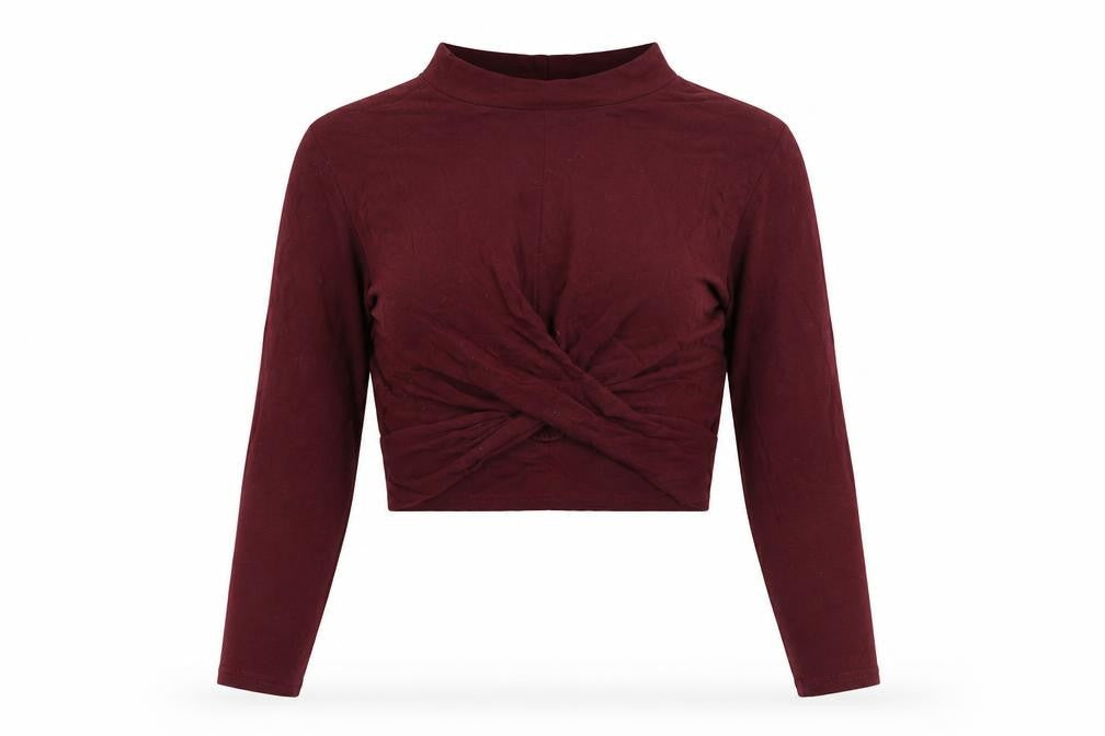 Womens UK Size 12 Topshop Red Cropped T-Shirt