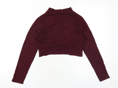 Womens UK Size 12 Topshop Red Cropped T-Shirt