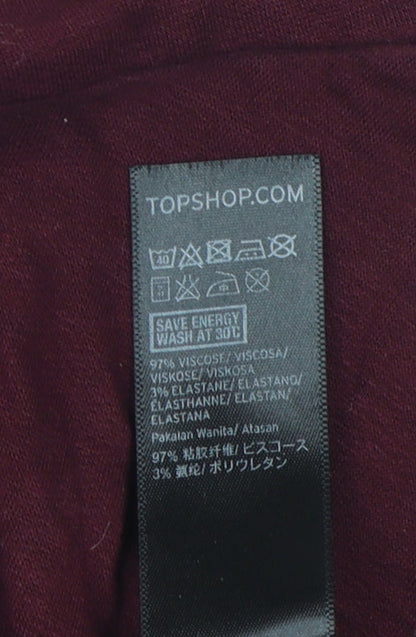 Womens UK Size 12 Topshop Red Cropped T-Shirt