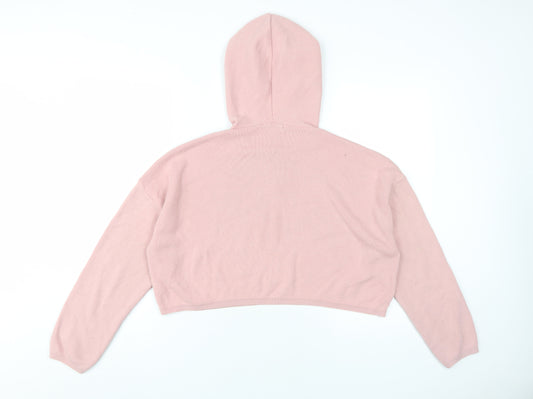 Boohoo Women's Pink Pullover Hoodie S