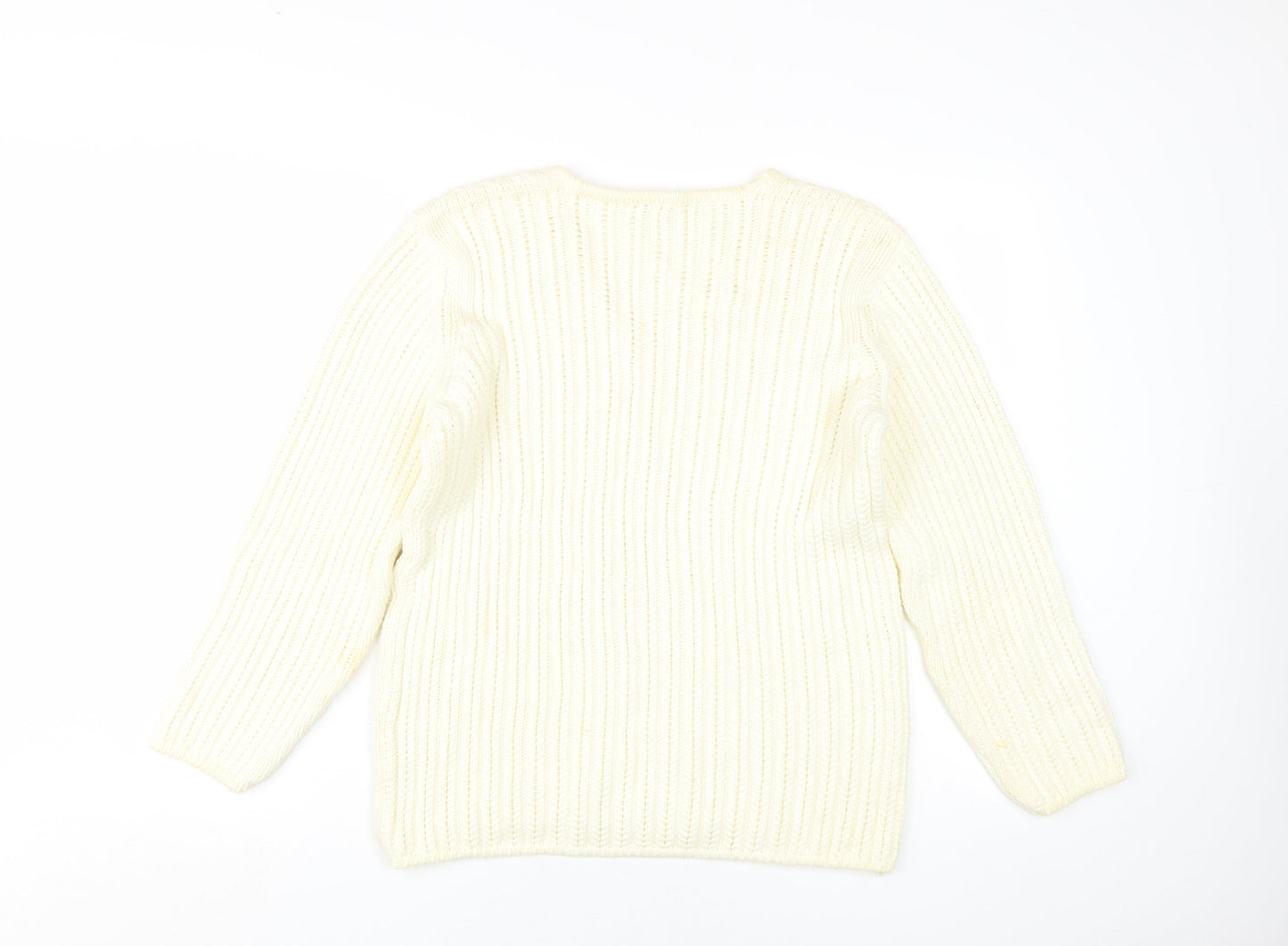 Straven Women’s Ivory Cotton V-Neck Pullover Jumper