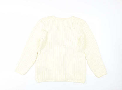 Straven Women’s Ivory Cotton V-Neck Pullover Jumper