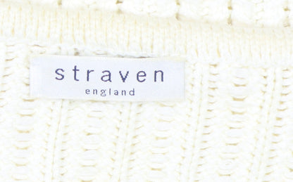 Straven Women’s Ivory Cotton V-Neck Pullover Jumper