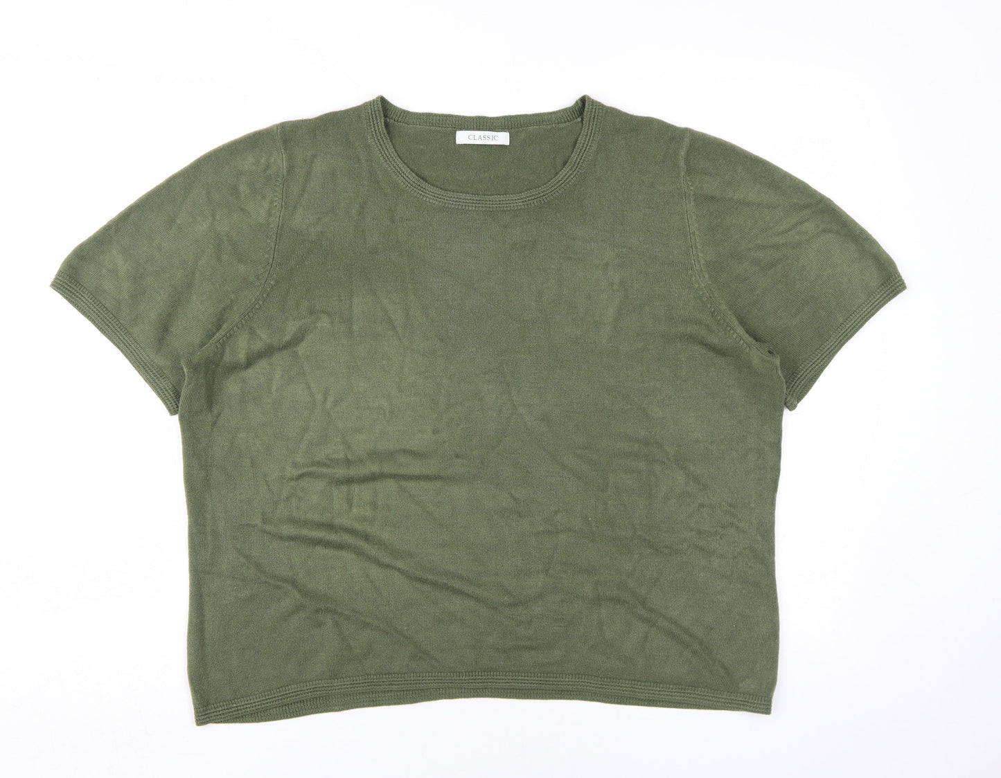 Womens UK Size 18 Marks and Spencer Green Basic T-Shirt