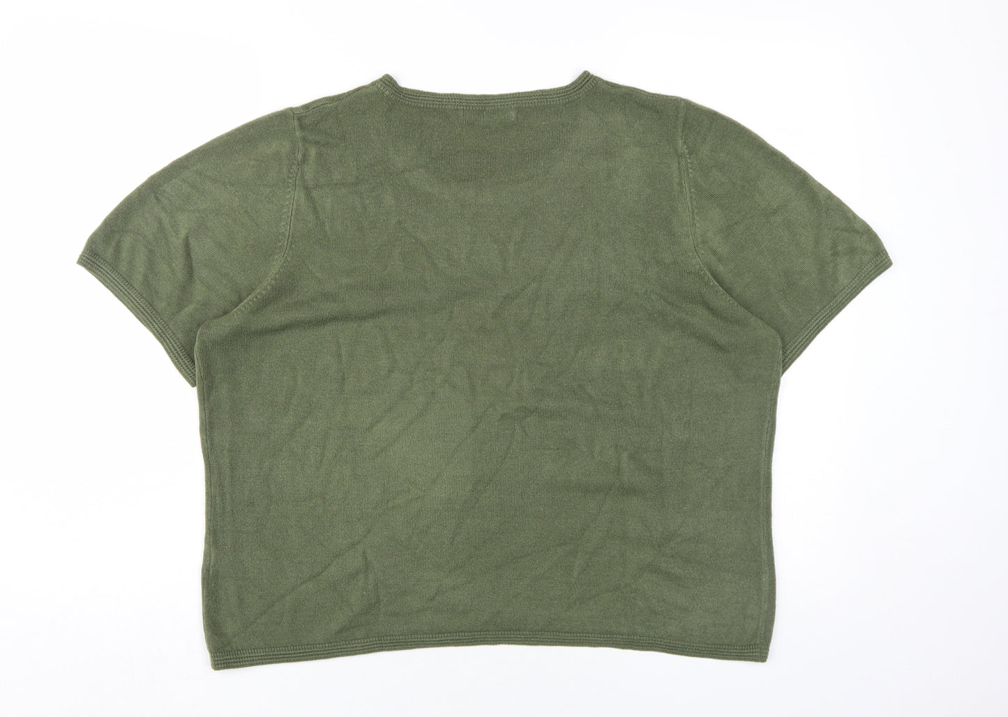 Womens UK Size 18 Marks and Spencer Green Basic T-Shirt