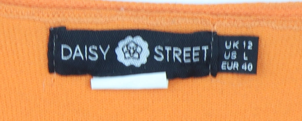 Daisy Street Women's Orange V-Neck Cardigan Size 12