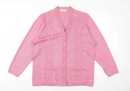 Womens UK Size XL Care Pink Cardigan Jumper