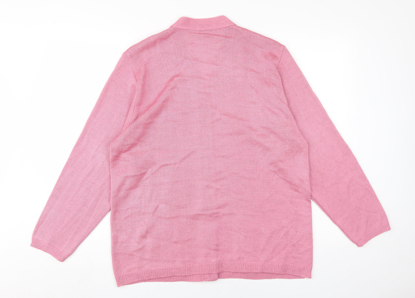 Womens UK Size XL Care Pink Cardigan Jumper