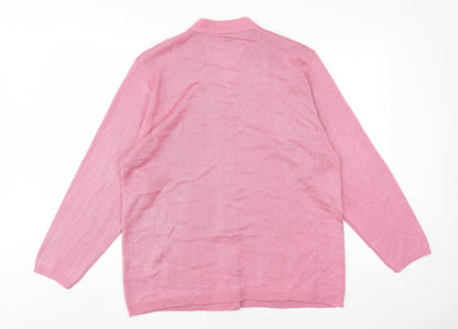 Womens UK Size XL Care Pink Cardigan Jumper
