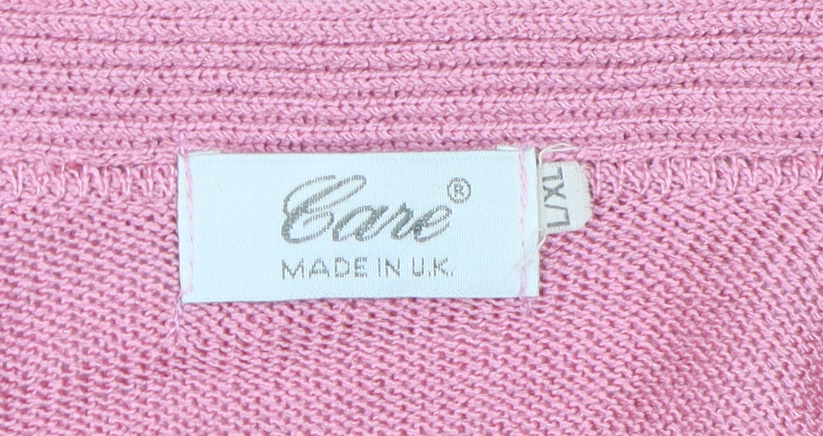 Womens UK Size XL Care Pink Cardigan Jumper