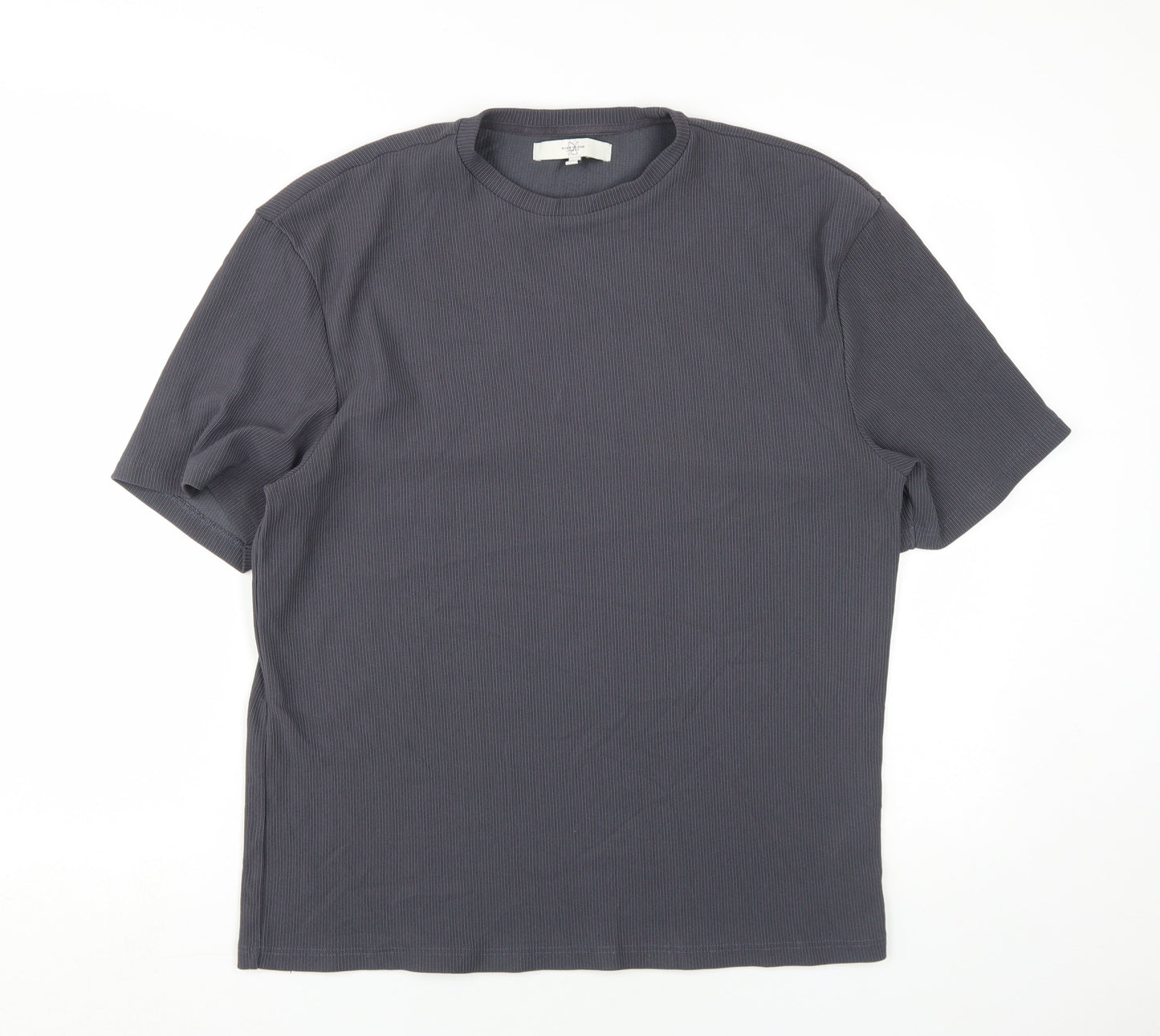 River Island Men's Grey Crew Neck T-Shirt Size M