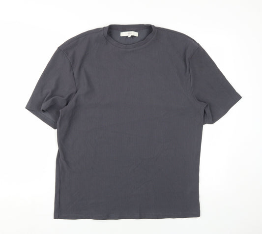 River Island Men's Grey Crew Neck T-Shirt Size M