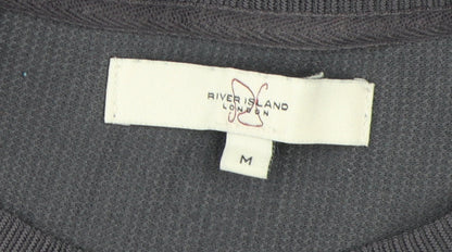 River Island Men's Grey Crew Neck T-Shirt Size M