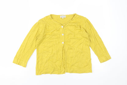 Ginalaura Women's Yellow V-Neck Cardigan M Lightweight