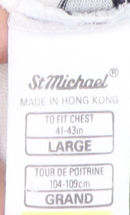 St Michael Men's Green Striped Polo Shirt Size L