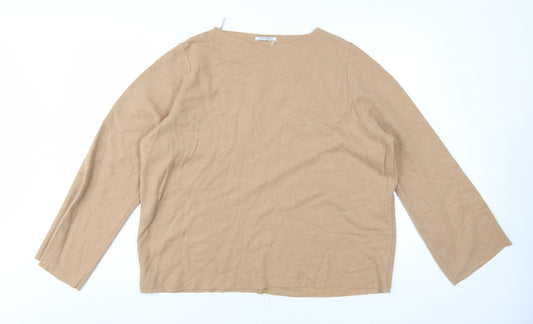 Womens UK Size L Zara Trafaluc Beige Pullover Jumper