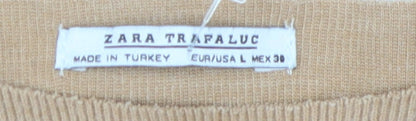 Womens UK Size L Zara Trafaluc Beige Pullover Jumper