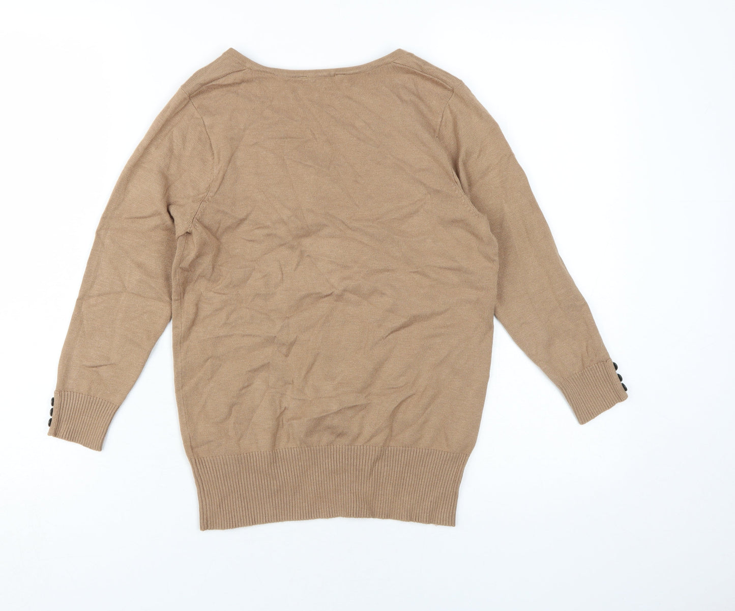 BHS Women's Petite Brown V-Neck Pullover Jumper, Size 8