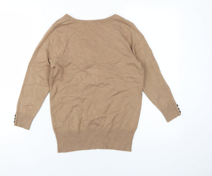 BHS Women's Petite Brown V-Neck Pullover Jumper, Size 8