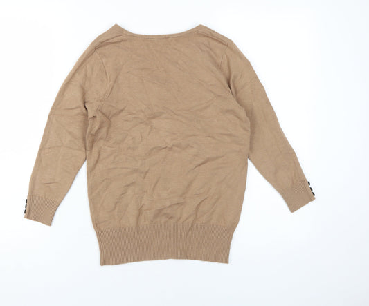 BHS Women's Petite Brown V-Neck Pullover Jumper, Size 8