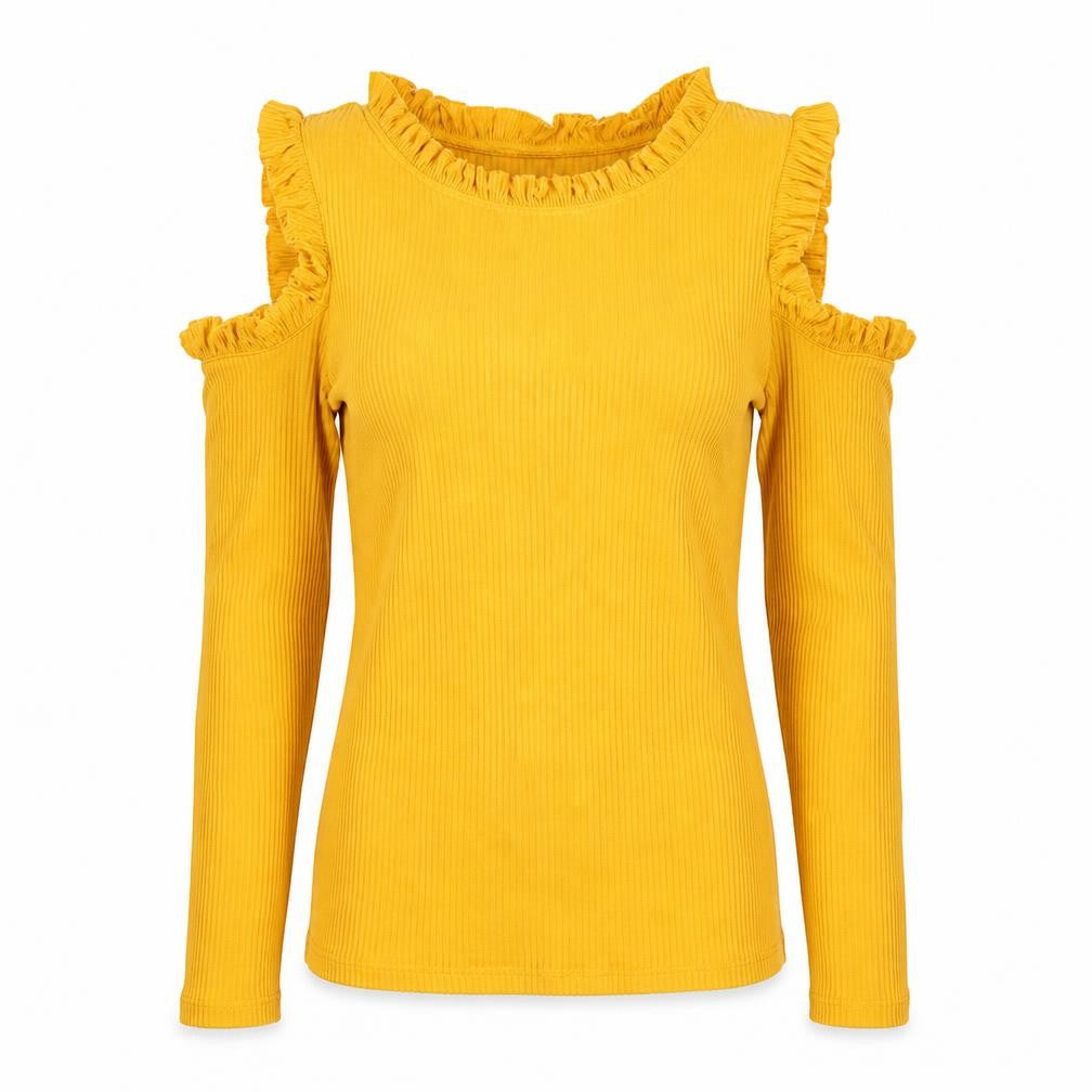 Womens UK Size 10 River Island Yellow Ringer T-Shirt