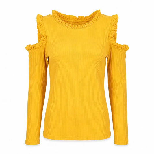 Womens UK Size 10 River Island Yellow Ringer T-Shirt